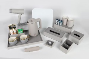 Tray Set, Amenity Box, Tissue Box with newest ABS leather surface finishing